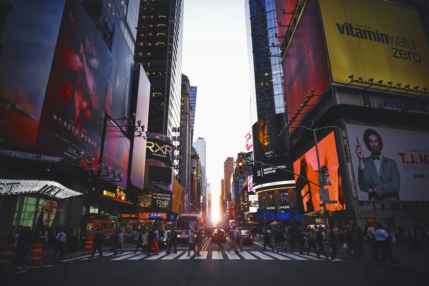 New York City skyline at dusk
