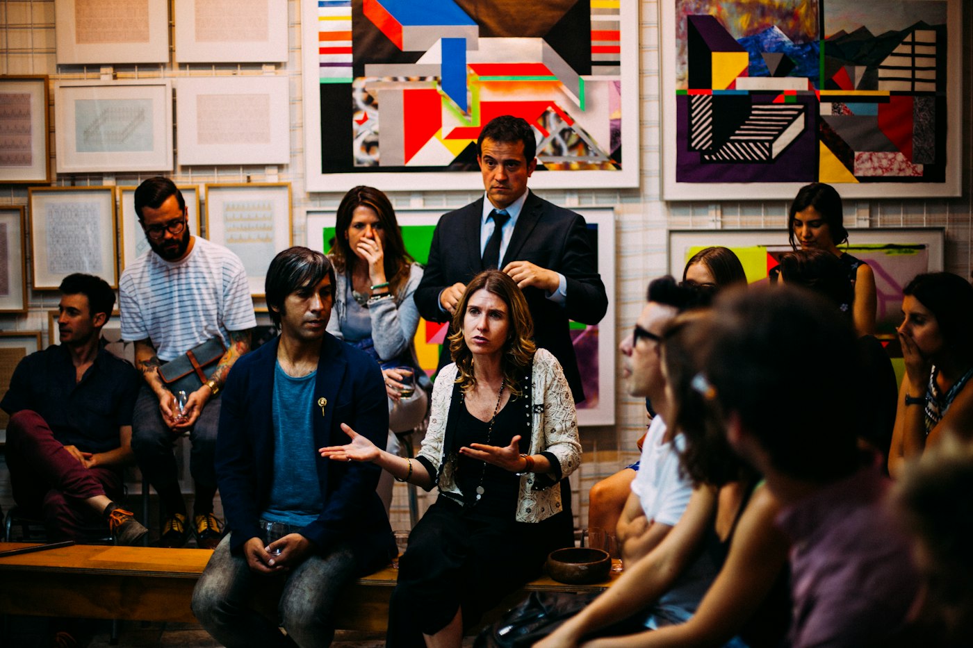 Professionals networking at a business event