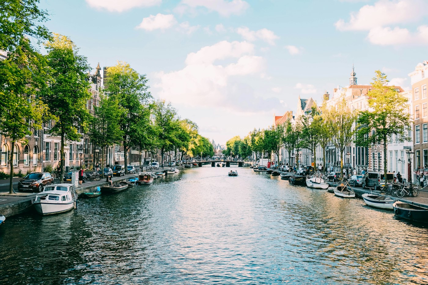 Canal houses in Amsterdam at dusk